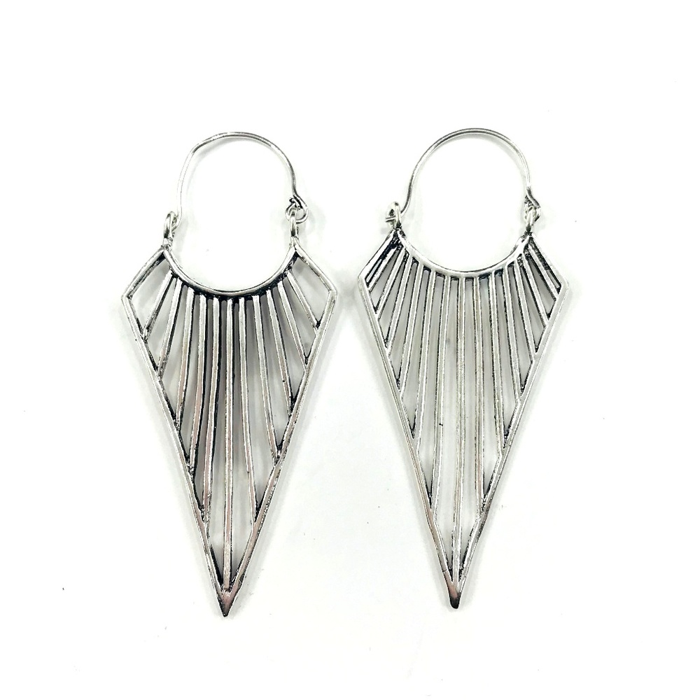 Silver Color Metal Brass SPIKE Goth Earrings